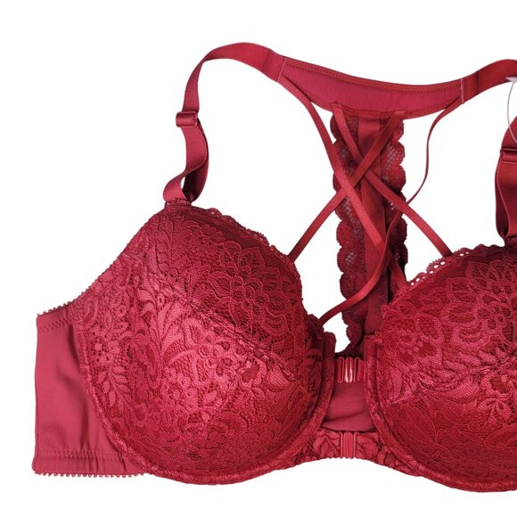 Ulla Popken Lace Underwired Bra Red 46C Soft Shell Front Closure Adj Strap NWT - Picture 2 of 12